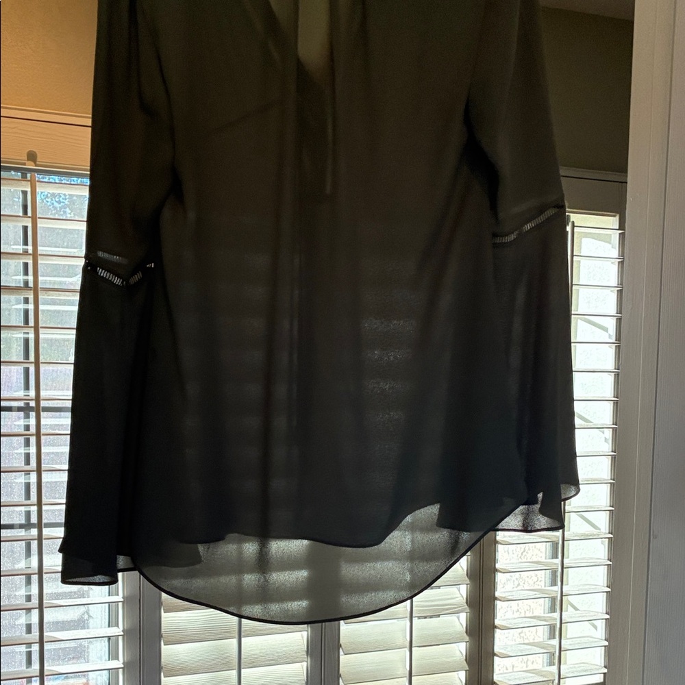 White House Black Market Sage Blouse with Lace-Up Detail - Picture 6 of 6